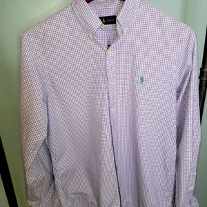 New label purple gingham polo Ralph Lauren shirt L
